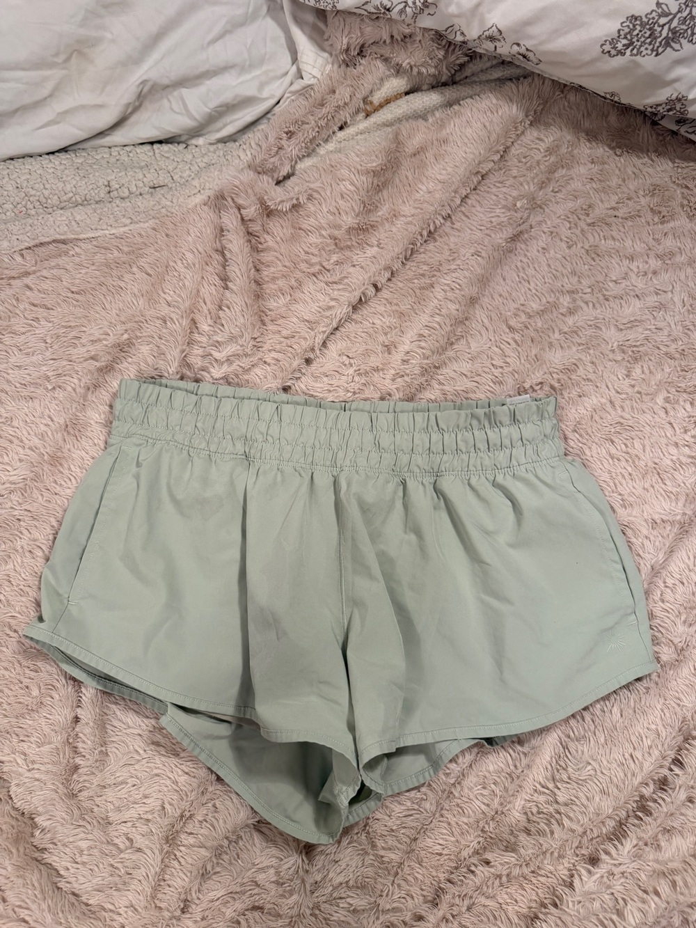 OFFLINE by Aerie Real Me Low Rise Running Shorts Medium Sage Light Green